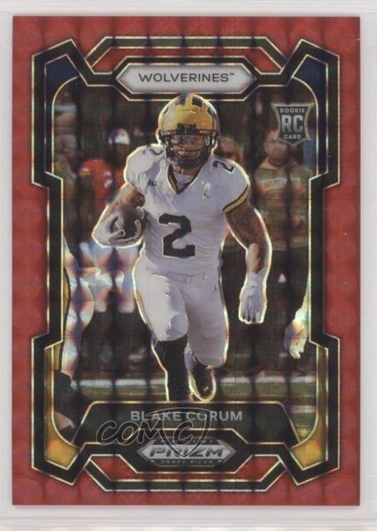 2024 Panini Prizm Draft Picks Red Finite 23/125 Blake Corum #128 Rookie RC