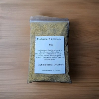 Senfsaat gelb gemahlen 50g Gewürze aus Geschäftsauflösung 