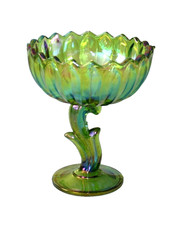 Vtg Indiana Iridescent lime Green Lotus Bloss...