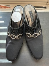 Brighton Vintage Ladies Black Mule Heels Size 7.5