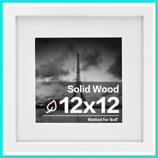 12x12 Picture Frame White, Made of Solid Wood with HD Plexiglass for Pictures...