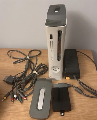 Untested Xbox 360 Jasper Console Bundle + Cables & Two Hard Drives (20GB & 250GB