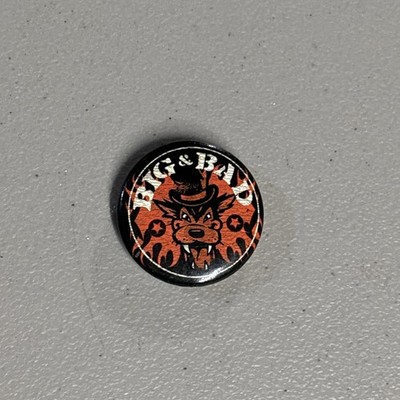 Vtg Disney Big Bad Wolf Pinback Button 1.5  Big & Bad Pinocchio Three Little Pig