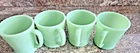 Fire King Jadeite 1948-50 Green Flat Bottom D Handle Mugs Oven Ware Lot of 4
