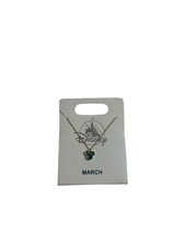 Disney Parks Minnie Mouse Aquamarine March Faux Birthstone Necklace Gold Color