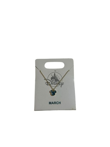 Disney Parks Minnie Mouse Aquamarine March Faux Birthstone Necklace Gold Color - Picture 1 of 2
