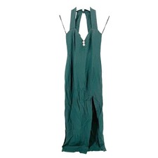 Jessica McClintock Gunne Sax Vintage 90s Green Halter Maxi Dress Size 5/6 FLAWED