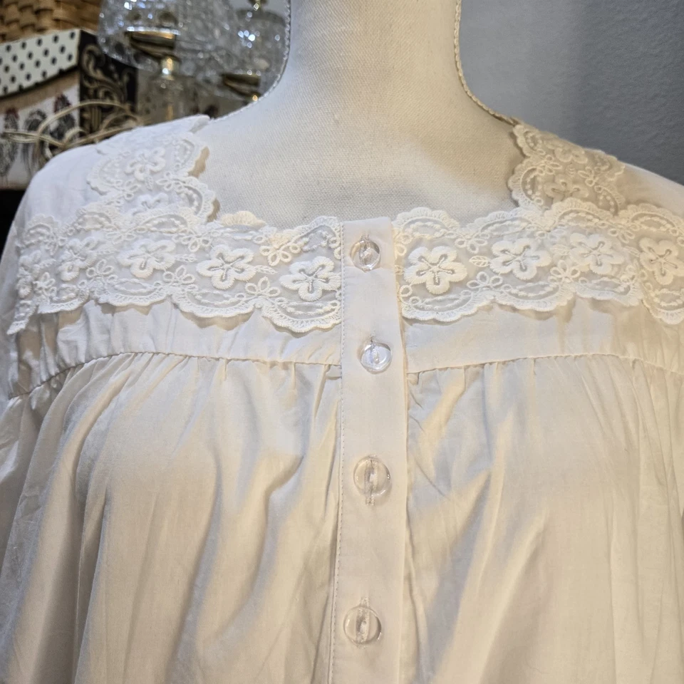 Nuevo con etiquetas Camisón Modesto Ekouaer 100% Algodón Cottage Core Prairie Manga Larga XL 117 Foto 2 de 4