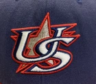 NOUVEAU CHAPEAU CLASSIQUE ERA SUPREME USA JAPON WORLD BASEBALL BLEU/ROUGE TAILLE 7 1/8 TRÈS BON ÉTAT G16