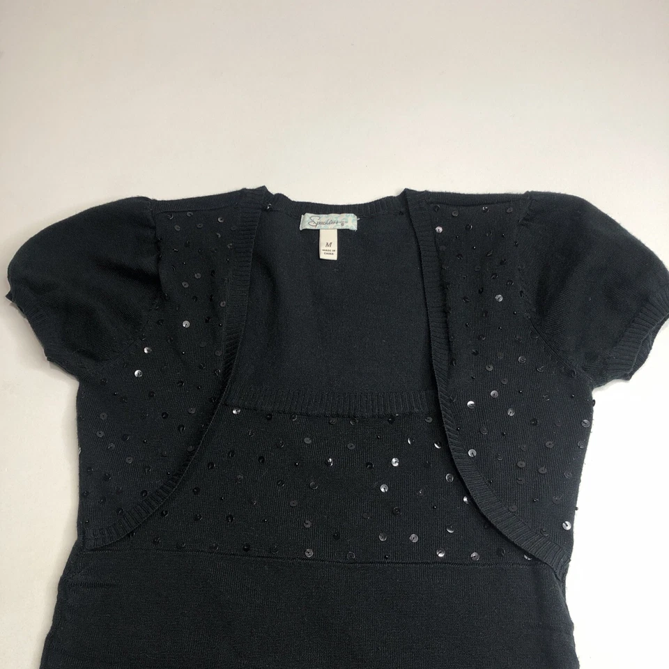 Vestido Suéter Niña Speechless M Negro Tejido Lentejuelas Manga Corta Fiesta Vacaciones Foto 4 de 4