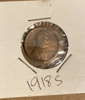 1918 S Lincoln Cent Wheat Penny Gem AU Red