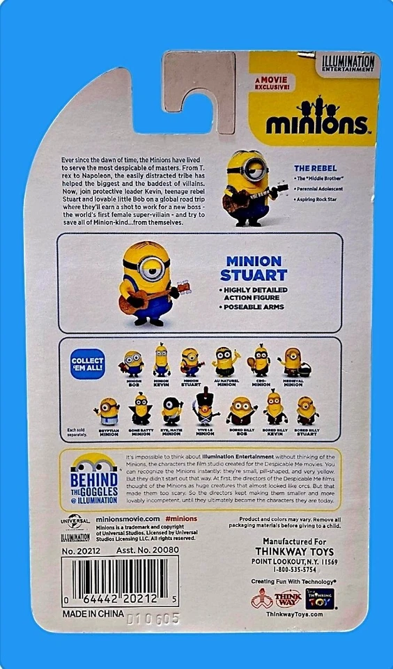 Figura Posable Exclusiva Película MINIONS ~ STUART Tocando Guitarra Coleccionable ~ Nueva en Caja Foto 4 de 4