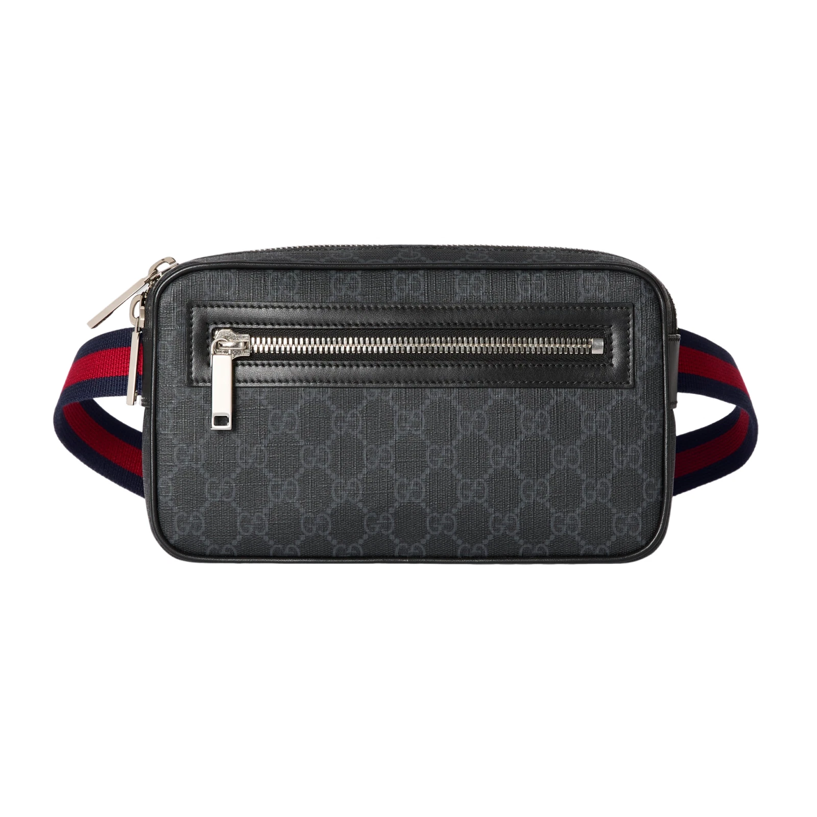 Sac ceinture GUCCI noir toile GG avec poche zippée neuf et authentique