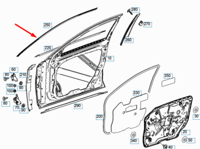 MERCEDES-BENZ S-CLASS W222 FRONT RIGHT DOOR PANEL CHROME A2226989600