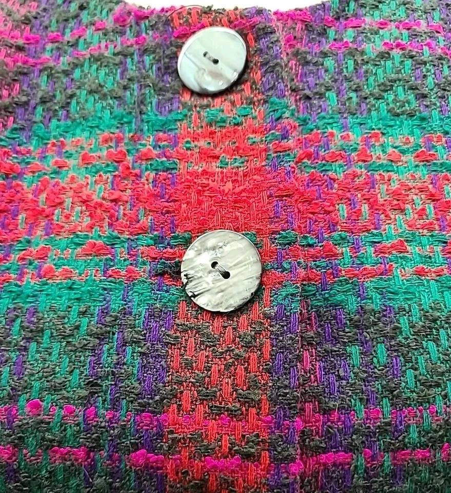 Traje De Colección David Hills Para Mujer Tweed Rojo Verde Talla 6 Lana Acrílico Oficina Clásico Foto 4 de 4