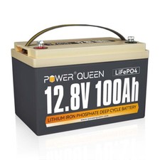 Power Queen Batterie Lithium 12V 100Ah LiFePO4 BMS 100A Pour Off-Grid Solaire