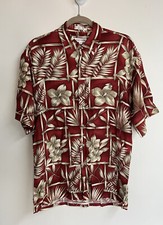 Vintage 1980s Pierre Cardin Hawaiian Shirt M Rayon Made in Korea Burgundy