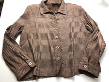 Toni Morgan Brown Pleated Textured Long Sleeve Lightweight Jacket Xl Nwt