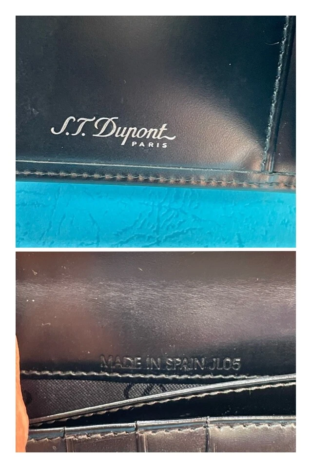 Autêntico perfeito estado S.T. Bolsa carteira Dupont Bifold CARTÕES couro preto unissex R6 - Imagem 2 de 4