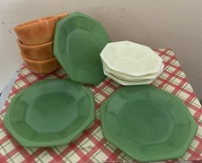 1940's Akro Agate Play Time Octagonal Child's Play Dishes Original 9 Pc Set