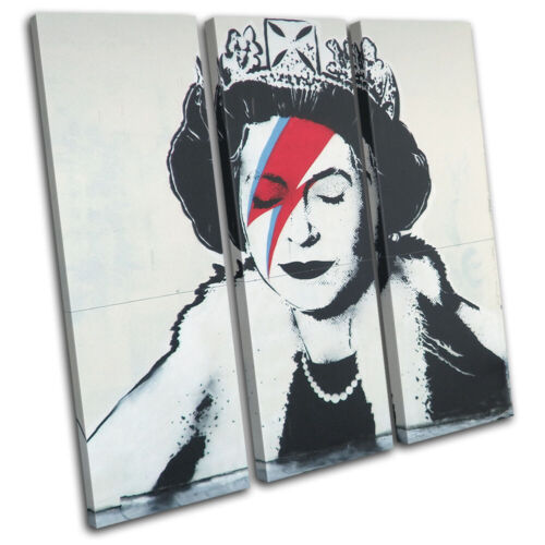 Graffiti Bowie The Queen Pop Banksy Street TREBLE Leinwand Kunst Bild drucken - Bild 1 von 1