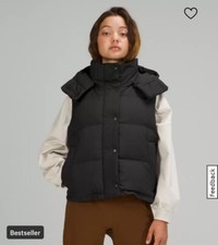 Lululemon Wunder Puff Black Cropped Vest Gilet Waistcoat Women Uk 16 (us 12)