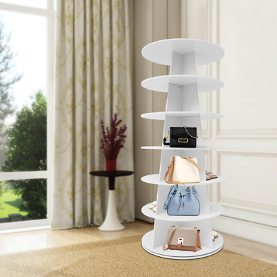 7-tier Rotating Shoe Rack, 360° Revolving Shoe Organizer White