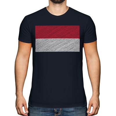 MONACO SCRIBBLE FLAG HERREN T-SHIRT TEE TOP GESCHENK MONÉGASQUE MONACAN