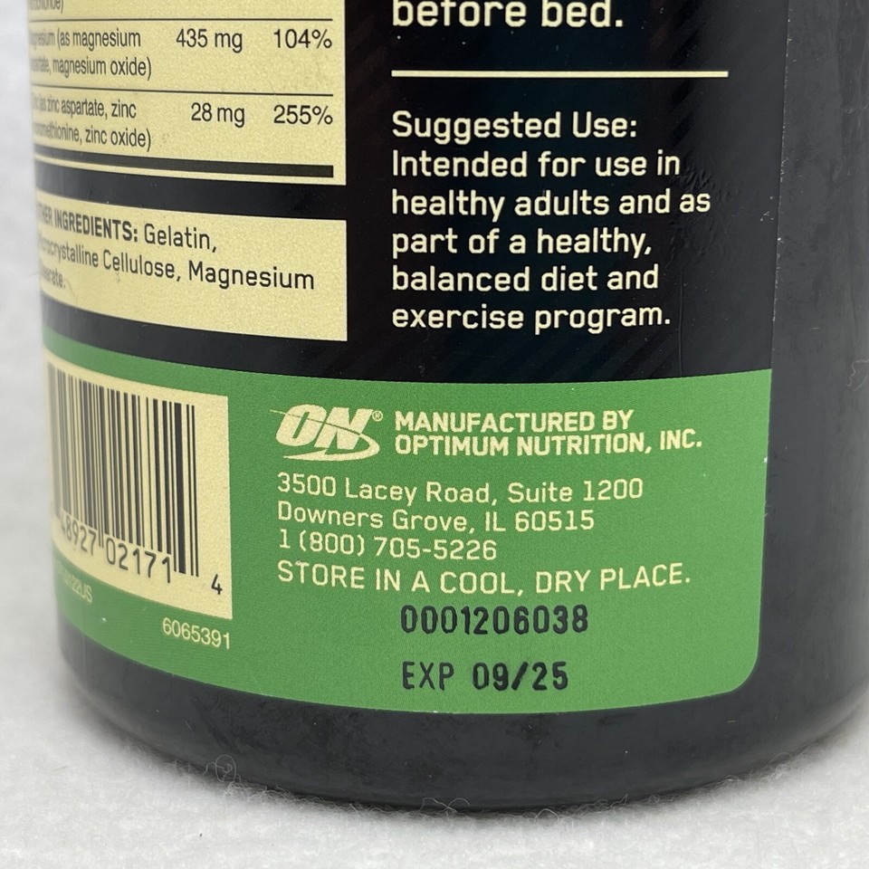Optimum Nutrition Zma 180 Caps EXP 09/25 Zinc Magnesium Aspartate 748927021714 eBay