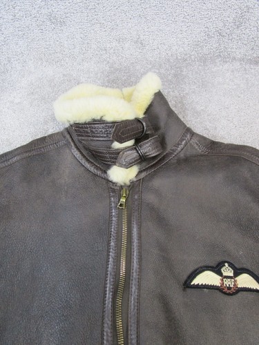 Vintage Neiman Marcus Jacket Mens Large Brown B3 Bomber Shearling Leather - Picture 2 of 15
