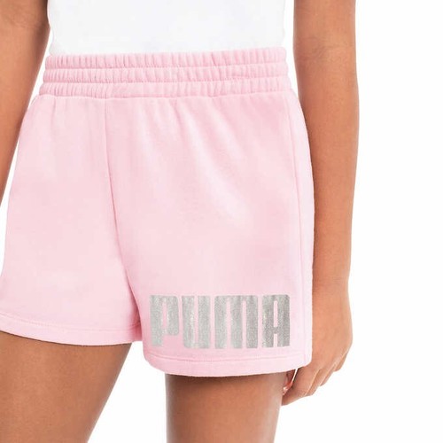 Puma French Terry Shorts Girls Youth S 7/8 Pink Gray 2 pack Logo NEW - Picture 6 of 6