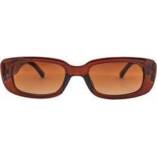 Small Rectangle Sunglasses Brown Frame Mens Womens 90's Fashion Sunglasses