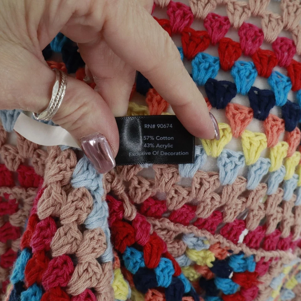 Boston Proper Crochet Cardigan Womens S Hippie Bohemian Cottagecore Grannycore - Image 4 of 4