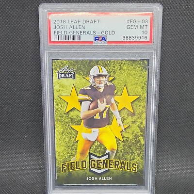 2018 Leaf Draft Field Generals Josh Allen Rookie GOLD RC #FG-03 PSA 10 Gem  