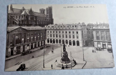 Vintage Postcard Reims La Place Royale Cultural Landmark in Reims France