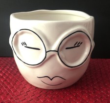 FAB Ceramic Pot “ Grace “ (4.5"x 4.75"x 3.75) Perfect Little Planter w/ Face