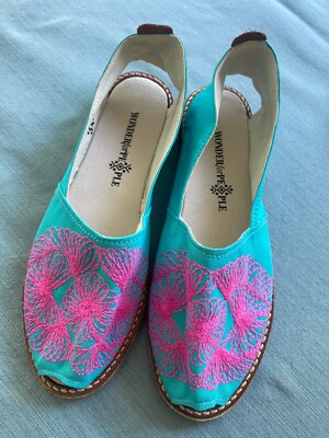 Wonder For People Terrana Caribbean Colombian Shoes Size 37 New Turquoise  Pink