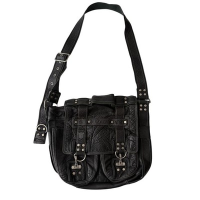 バッグ OLD DIESEL leather messenger bag black DIESEL Vintage Leather Messenger Bag Black Harness Avant Garde
