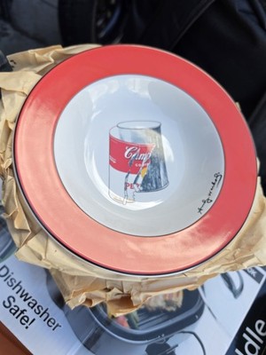 VINTAGE Andy Warhol Campbell's Soup 9'' Bowls  Ripped Label  ''Block Pop Series''.