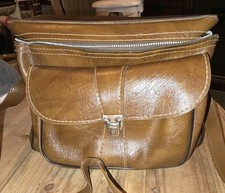 Vintage Rustic Camera Bag Genuine Leather 9"Lx8"Tx4"W Brown With Strap