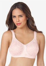 NWt Comfort Choice 42B Soft Cup Lace Back Hook Bra Easy Enhancer Pink 97634