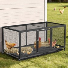 XXL Outdoor Metal Chicken Coop Run Cage Grid Wire Net Pen Hutch Kennel Lockable