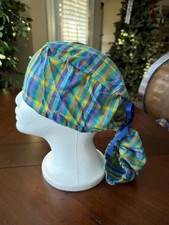 Multi-color Plaid Ponytail Scrub Hat