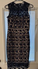 Eliza J Size 4 Navy & Beige Dress