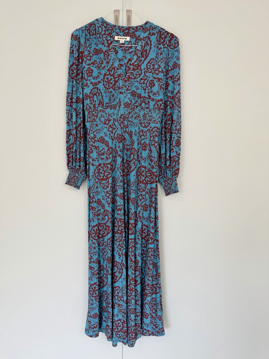 BODEN Ivy Paisley Smocked Midi Dress in Blue Maroon D1034 Women's Size 6L | eBay BODEN Ivy Paisley Smocked Midi Dress in Blue Maroon D1034 Women's Size 6L | eBay