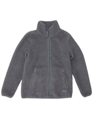 JACK WOLFSKIN Womens Oversized Fleece Jacket UK 8/10 Small Grey Polyester DM12