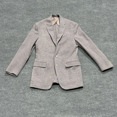 Polo Ralph Lauren Blazer Mens 42L Herringbone Wool Made Italy Sport Coat Suede