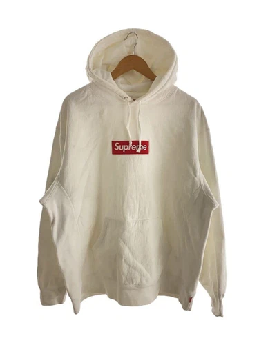 Felpa Supreme con cappuccio 21aw box logo XL cotone bianco tinta unita usata