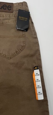 Mens LEE 31x30 Fleece Lined Relaxed Straight Teak Jeans NWT