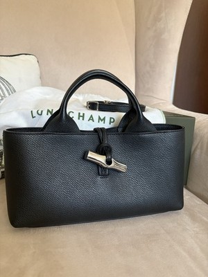 Longchamp Tasche Roseau East West Leder Schwarz Bamboo Schnalle Crossbody